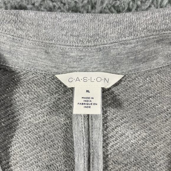 Caslon Relaxed Knit Blazer Womens XL Grey Cardigan Button Long Sleeve Cotton NWT - Picture 2 of 10